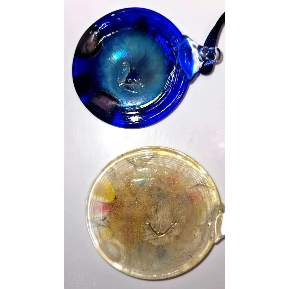 Handcrafted Glass Pendant Necklace Set With Colorful Abstract Designs‎